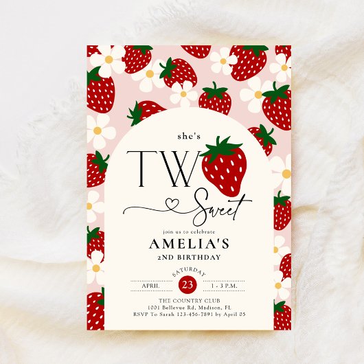 Aardbei 2e verjaardag Two Sweet Kaart