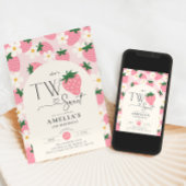 Aardbei 2e verjaardag Two Sweet Roze Kaart