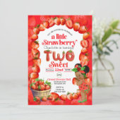 Aardbei 2e verjaardag uitnodiging (Staand voorkant)