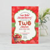 Aardbei 2e verjaardag uitnodiging (Staand voorkant)