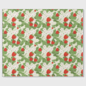 aardbei, aardbei, bloemen, fruit, stijlvol cadeaupapier (Vlak)