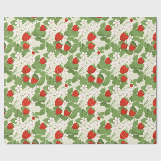 aardbei, aardbei, bloemen, fruit, stijlvol cadeaupapier (Vlak)