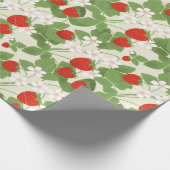 aardbei, aardbei, bloemen, fruit, stijlvol cadeaupapier (Hoek)