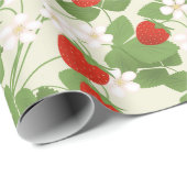 aardbei, aardbei, bloemen, fruit, stijlvol cadeaupapier (Rol Hoek)