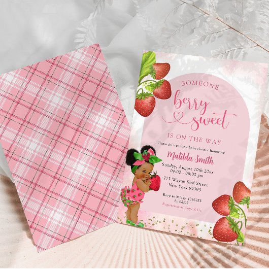 Aardbei Afrikaans Meisje Berry Sweet Baby shower Kaart