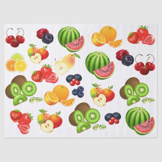 Aardbei Apple Watermeloen Kersen Fruit Decoupage Tissuepapier (Voorkant)