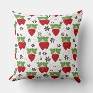 Aardbei-appliqué op een witte achtergrond retro  kussen