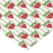 Aardbei-appliqué op gestreepte achtergrond retro medium tafelloper (Hoek)
