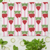 Aardbei-appliqué op gestreepte achtergrond retro theedoek (Gevouwen)