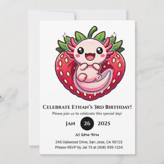 Aardbei Axolotl Joy Verjaardag Kaart