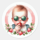 Aardbei Baby Berry Zoete Baby Shower Ronde Sticker (Voorkant)