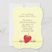 Aardbei baby eerste uitnodiging voor geboorte (Achterkant)