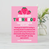 Aardbei Baby Meisje Douche Berry Zoet Bedankkaart (Staand voorkant)