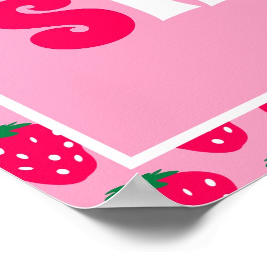 Aardbei Baby Meisje Douche Berry Zoet Welkom Poster (Hoek)