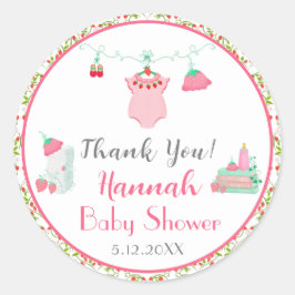 Aardbei Baby Outfit dank u Baby shower Ronde Sticker