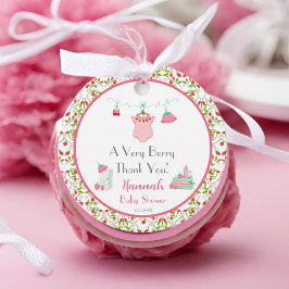 Aardbei Baby outfit met Baby shower Bedankjes Labels