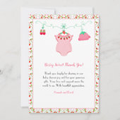 Aardbei Baby outfit met Baby shower Bedankkaart (Voorkant)