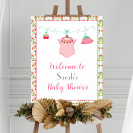 Aardbei Baby outfit met patroon Baby Welkom Poster