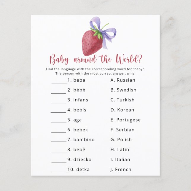 Aardbei - Baby rond de wereld spel (Voorkant)