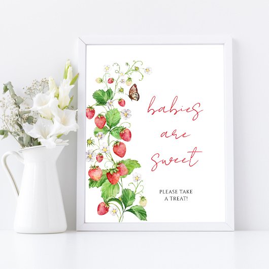 Aardbei Baby shower Baby's zijn zoet Poster