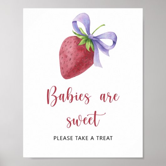 Aardbei baby shower - baby's zijn zoet poster (Voorkant)