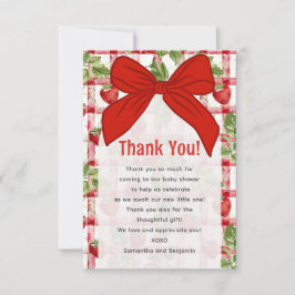 Aardbei baby shower bedankkaart