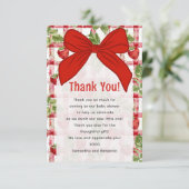 Aardbei baby shower bedankkaart (Staand voorkant)