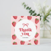 Aardbei Baby Shower Bedankkaart (Staand voorkant)