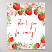 Aardbei Baby shower Bedankt voor het komen Poster (Voorkant)