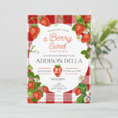 Aardbei Baby shower Berry Baby Kaart (Staand voorkant)