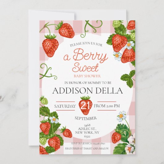 Aardbei Baby shower Berry Baby Kaart (Voorkant)