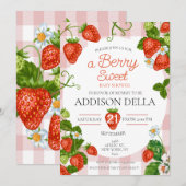 Aardbei Baby shower Berry Baby Kaart (Voorkant / Achterkant)
