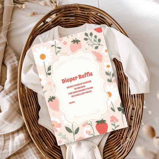 Aardbei Baby shower | Berry Diapper Raffle Informatiekaartje
