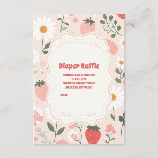 Aardbei Baby shower | Berry Diapper Raffle Informatiekaartje (Voorkant)