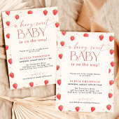 Aardbei Baby shower | Berry Sweet Baby Meisje Kaart