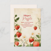 Aardbei Baby shower Berry Sweet Diapper Raffle Informatiekaartje (Voorkant / Achterkant)