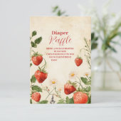 Aardbei Baby shower Berry Sweet Diapper Raffle Informatiekaartje (Staand voorkant)