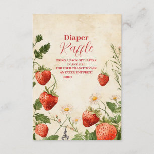 Aardbei Baby shower Berry Sweet Diapper Raffle Informatiekaartje