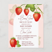 Aardbei baby shower bessen zoete budget uitnodigin (Voorkant)