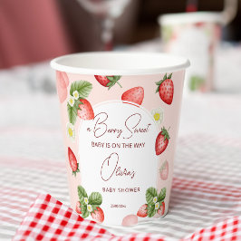 Aardbei baby shower beszoete sjabloon papieren bekers