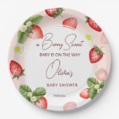 Aardbei baby shower beszoete sjabloon papieren bordje (Voorkant)