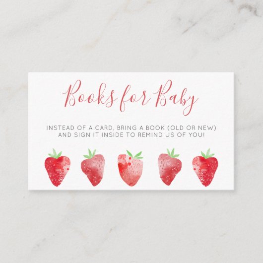 Aardbei Baby shower Boek Aanvraag Informatiekaartje (Voorkant)