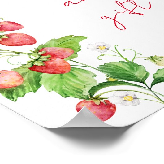 Aardbei Baby shower boeken en geschenk Poster (Hoek)
