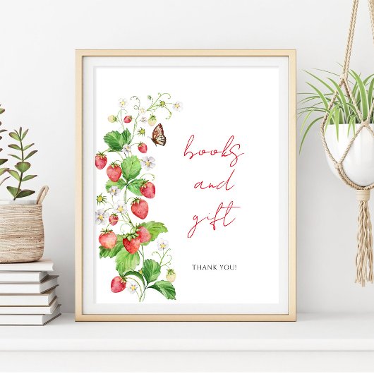 Aardbei Baby shower boeken en geschenk Poster
