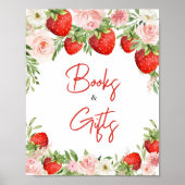 Aardbei Baby shower boeken en geschenken Poster (Voorkant)