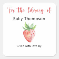 Aardbei - Baby Shower-boekplaat, boeken voor baby