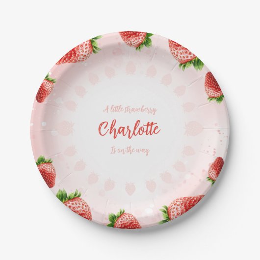 Aardbei Baby shower Bord (Voorkant)