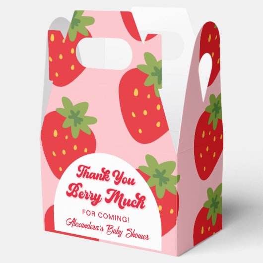 Aardbei Baby shower dank u Bedankdoosjes (Geopend)