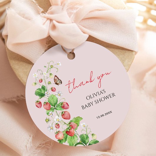 Aardbei Baby shower dank u Bedankjes Labels