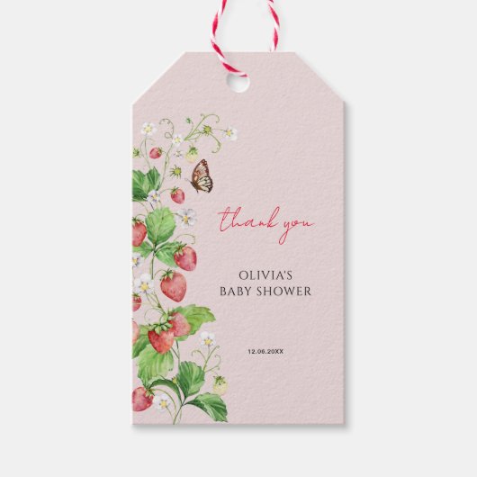 Aardbei Baby shower dank u Cadeaulabel (Voorkant)